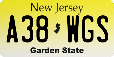 NJ license plate A38WGS