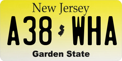 NJ license plate A38WHA