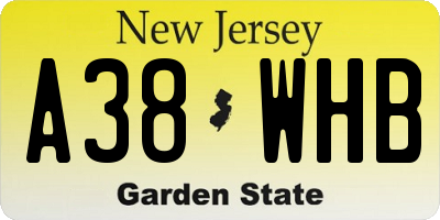 NJ license plate A38WHB