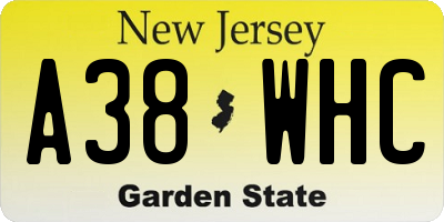 NJ license plate A38WHC