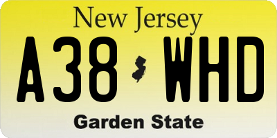 NJ license plate A38WHD