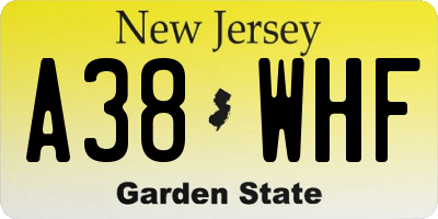 NJ license plate A38WHF