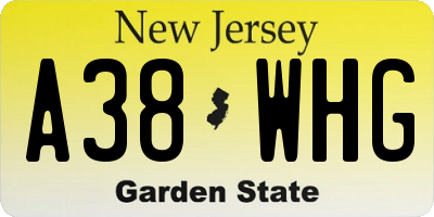 NJ license plate A38WHG