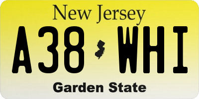NJ license plate A38WHI
