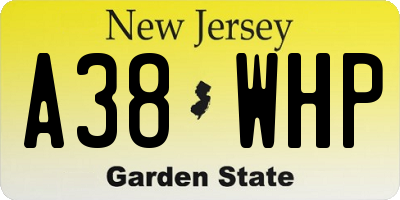NJ license plate A38WHP