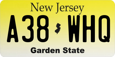 NJ license plate A38WHQ