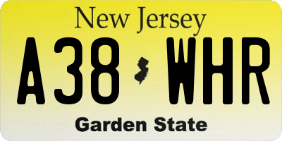 NJ license plate A38WHR