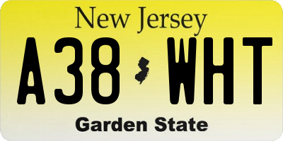 NJ license plate A38WHT