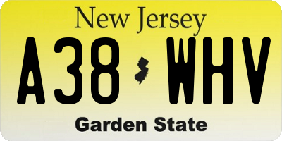 NJ license plate A38WHV