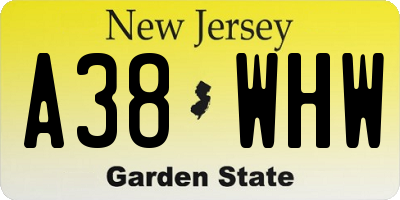 NJ license plate A38WHW