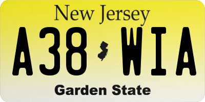 NJ license plate A38WIA