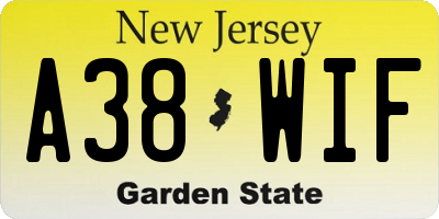NJ license plate A38WIF