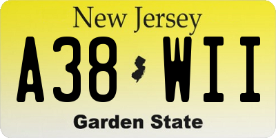 NJ license plate A38WII