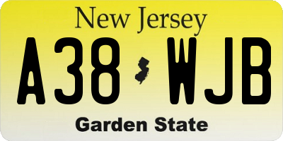 NJ license plate A38WJB
