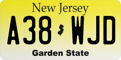 NJ license plate A38WJD