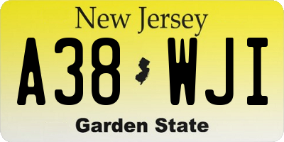 NJ license plate A38WJI