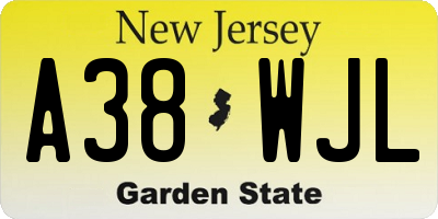 NJ license plate A38WJL