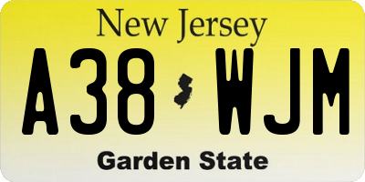 NJ license plate A38WJM