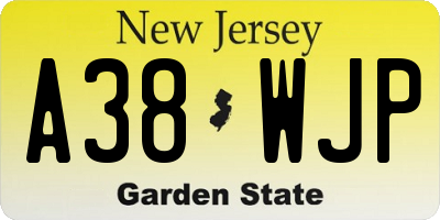 NJ license plate A38WJP