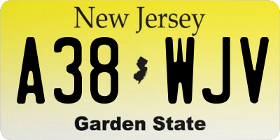 NJ license plate A38WJV