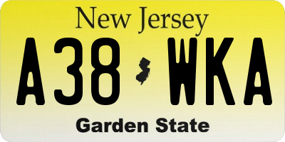 NJ license plate A38WKA