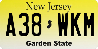 NJ license plate A38WKM