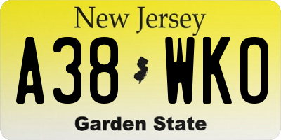 NJ license plate A38WKO