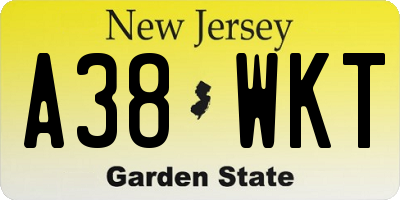 NJ license plate A38WKT