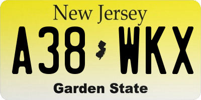 NJ license plate A38WKX