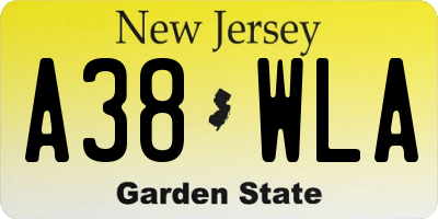 NJ license plate A38WLA