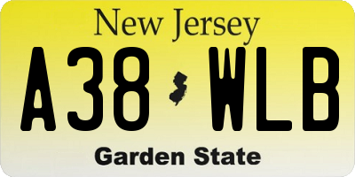 NJ license plate A38WLB