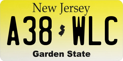 NJ license plate A38WLC