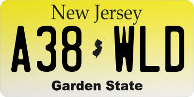 NJ license plate A38WLD