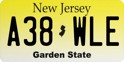 NJ license plate A38WLE
