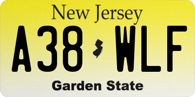 NJ license plate A38WLF