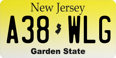 NJ license plate A38WLG