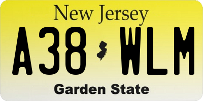 NJ license plate A38WLM