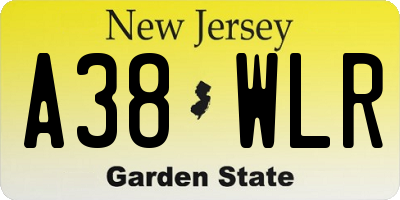 NJ license plate A38WLR