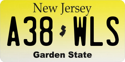 NJ license plate A38WLS