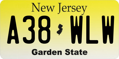 NJ license plate A38WLW