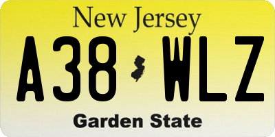 NJ license plate A38WLZ