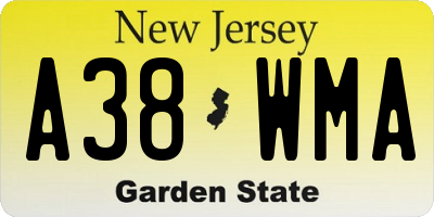 NJ license plate A38WMA