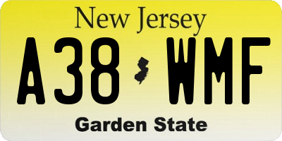 NJ license plate A38WMF