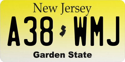 NJ license plate A38WMJ