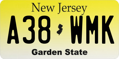 NJ license plate A38WMK