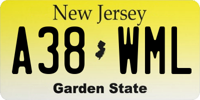 NJ license plate A38WML
