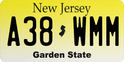 NJ license plate A38WMM