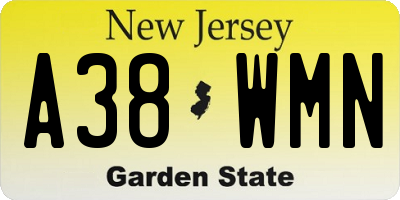NJ license plate A38WMN