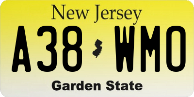 NJ license plate A38WMO