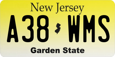 NJ license plate A38WMS